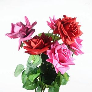 Декоративные цветы 77 см искусственное настоящее прикосновение Остин Розовая ветвь стебель латекс