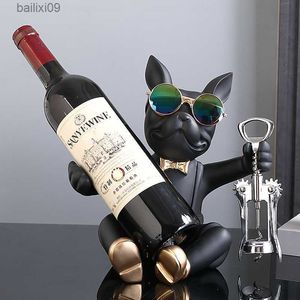 Dekorative Objekte Figuren Französische Bulldogge Weinhalter Nordic Live Room Skulptur Büro Hundestatue Tischdekoration Hundeharzstatue Heimdekoration Ornament T230710