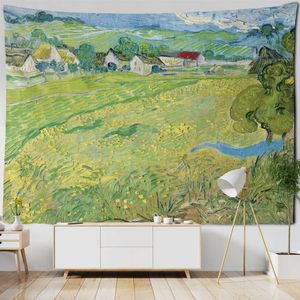 Arazzi Scenario idilliaco Van Gogh Pittura a olio Arazzo Appeso a parete Semplice Casa Arte Estetica Soggiorno Decorazione della casa Donne Bambini