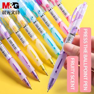 Ballpoint Pens Fruit Flavored Retractable Ball Pen 038 MM Blue Ink For Writing Refills Office Accessories Learning Stationery 230707