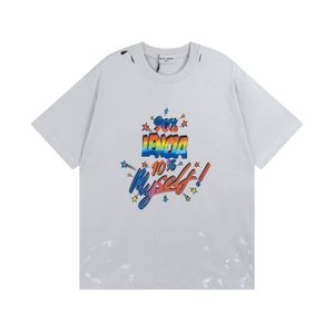 BLCG LENCIA 2023 夏新 250 グラム綿 100% 生地 Tシャツ男性高品質プリントカラードロップスリーブルーズ Tシャツオーバーサイズトップス 2023182