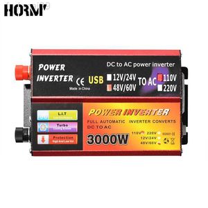 Araba Atlama Başlangıç ​​Gücü 3000W Pik Güneş İnverter 220V Voltaj Dönüştürücü Transformatör DC 12V 24V 48V 60V - AC 110V220V Otomatik Adapt Inversor Adaptörü HKD230710