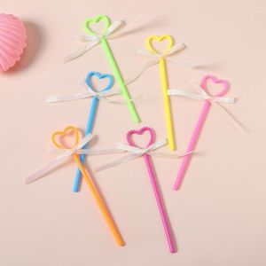 Hair Accessories 2PCS Magic Stick Love Heart Shape Fairy Wand Ribbon With A Bow Girl Gift Cosplay BirthdayToys Make Hairpin