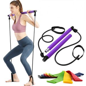 Motståndsband Pilates Stick Kit med motståndsband Set Gymutrustning för hem Bärbar Fitness Träning Träning Yoga Sporttillbehör HKD230710