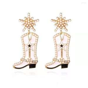 Stud Earrings European And American Christmas Creative Oil Drop Pearl Snowflake Boots