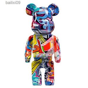 Decorative Objects Artistic Colorful Graffiti Bear Statues and Sculptures Nordic Home Living Room Decor Figurines for Interior Desk Accessories Toy T230710