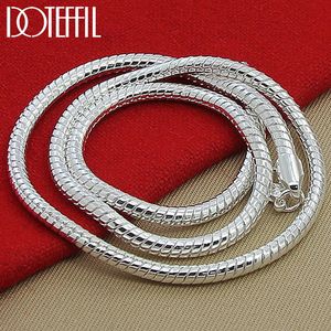 Pendant Necklaces DOTEFFIL 925 Sterling Silver 16 18 20 24 22 24 26 30 Inch 3mm Snake Chain Necklace For Woman Man Wedding Engagement Jewelry 230710
