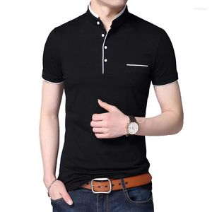 Ternos masculinos A2094 Fashion Men T-shirt Summer Short Sleeve Necklace Solid Slim Cotton Tops Tees Plus Size
