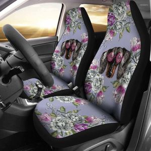 Car Seat Covers Floral Dachshund Pack Of 2 Universal Front Protective Cover