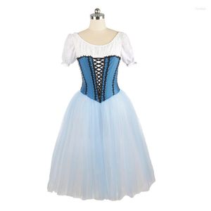 Stage Wear Unique Design Professional High Quality Custom Size Kids Girls Adult Woman Performance Blue Shiny Ballet Romantic Tutu