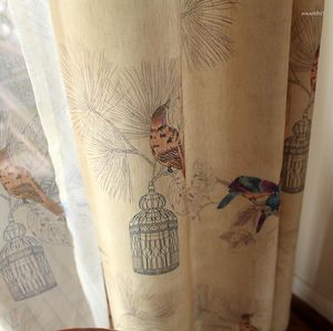 Curtain Blackout Curtains For Living Room American Rustic Decorative Kitchen Window Birds Printed Bedroom Panel
