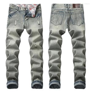 Jeans män Denim män Raka byxor Hög midja Casual Enkla byxor Trendiga Plus Size