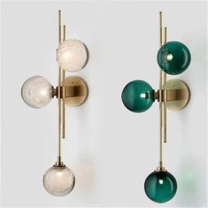 Wall Lamps Nordic LED Glass Lamp Multihead Dark Green Ball Bedside Lights Living Room Decor Chandelier Bedroom Aisle Fixtures Lighting