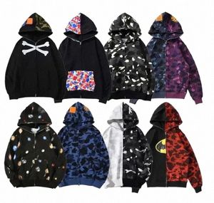 Designer Ape Hoodie Felpe con cappuccio Shark Felpe con cerniera Fashion Full Zip Crazy Face Jacket Giacche calde Felpa con cappuccio Big Abc Camo Sudadera Cappotto con cappuccio x Tnh