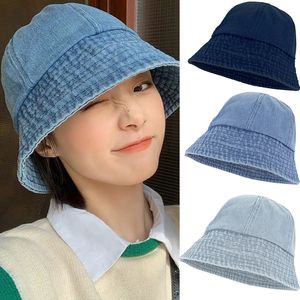 Gierige Rand Hoeden Brede Opvouwbare Denim Emmer Hoed Hip Hop Gorros Heren Dames Panama Plain Fisherman Cap Lente Zomer Outdoor Casual Zon 230710