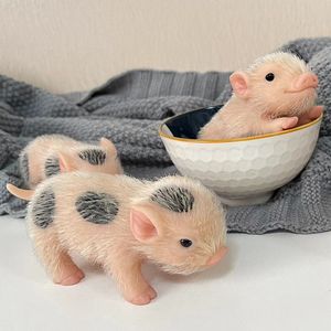 Dolls 5 Inch Simulation Soft Silicone Pig Doll Toy Body Hairy Kids Xmas Gift 230710