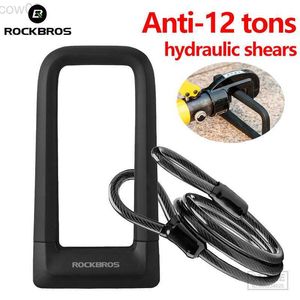 Travas de bicicleta ROCKBROS Anti-tht Bicyc U Lock Set Anti-12 Tons Hidráulica Shear Safety Cab Padlock Motorcyc Scooter Bike MTB Acessórios HKD230710