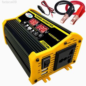 Jump Starter Power New 4000W Car Inverter DC12V To AC110220V Transformer Converter Adaptador de soquete universal com carregador USB Estação de carregamento rápido HKD230710