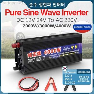 ジャンプスターター純粋な正弦波電源銀行ホームカーインバーター 2000W3000W4000W DC 12V 24V から AC 220V コンバータと電圧ソーラーインバーター HKD230710