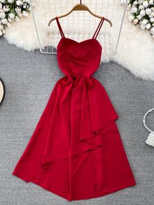 Fritidsklänningar Woherb 2023 Vestidos De Mujer Sexig sommarklänning Dam Söta volanger Rygglös Robe Femme Smal Mode Koreansk Elegant