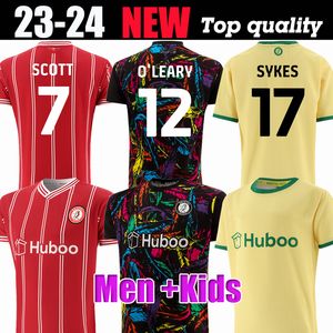 2023 2024 Bristol City soccer jerseys men kids Kits SCOTT PATERSON WELLS SEMENYO MARTIN WEIMANN Home Red GK football shirts MAWSON KALAS MASSENGO Away Black Uniforms