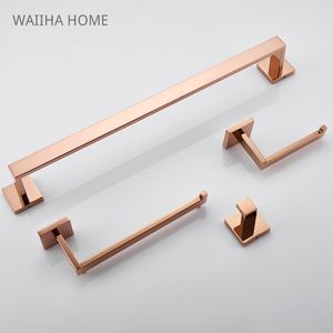 Tandborsthållare Rose Gold Badrumstillbehör Kit Badkar Hardware Set Väggfäste Toalettpappershållare Handduksstång Stång Stång Robe Krokhängare 230710