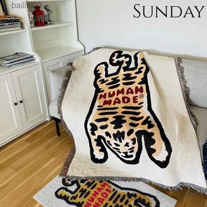 Blankets Creative Tiger Blankets for Beds Cartoon Human Made Sofa Home Decorative Throw Blanket Cotton Trend Outdoor Camping Picnic Mat T230710