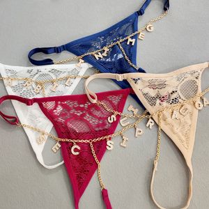 Dzwonek do pępka pierścionki moda seksowna koronka Bikini stringi błyszczące kryształowe litery talia łańcuszek biżuteria dla kobiet regulowana bielizna niestandardowe 230710