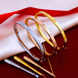 Pulseira de design clássico amor pulseira de ouro feminina masculina designer de joias pulseiras unissex de aço inoxidável tradicional chram branco diamante parafuso pulseiras para mulheres