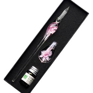 Canetas-tinteiro Dip Pen Floral Vintage Glass Signature Tinta Ferramenta para Escrever Artigos de Papelaria Presente 230707