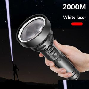 Ficklampor 2000 Meter 20 000 000Lm Powerf Vit Laser Led Ficklampa Zoombar Ficklampa Hårt Ljus Självförsvar 26650 Batteri Lykta Drop Dhtsm