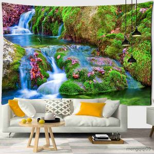 Tapeçarias Floresta Natural Cachoeira Paisagem Tapeçaria Cena Home Art Decoração Cobertor Quarto Quarto R230710