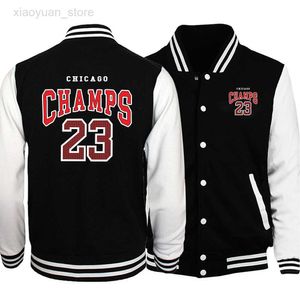 Giacche da uomo Champs 23 Squadra di basket American Retro Letter Abbigliamento da uomo Moda allentata Uniforme da baseball Casual New Tops Comics Giacche da uomo HKD230710