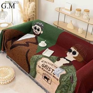 Blankets Cartoon Characters Pattern Knitted Sofa Blanket Throw Blanket for Bed Nap Blankets Outdoor Camping Mat Home Decorate Tapestry T230710