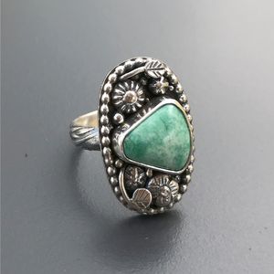 Nuovo vintage Tibet Boho argento colore verde pietra anelli per le donne festa antica grande ovale intagliato foglie anello ragazza regalo di amicizia
