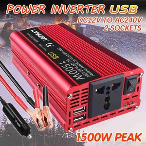 Прыжок Стартер Инвертор автомобиля 1500W2000W2600W DC 12V в AC 220V Power Inversor 2USB Портативный адаптер адаптер с сигарет с сигаретой зажигалка HKD230710