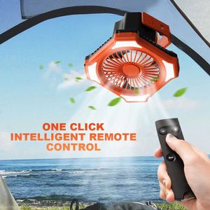 Ventilatori elettrici in 1 Ventilatore da campeggio a LED Luci da esterno USB ricaricabile Tenda da campeggio Luce da viaggio Ventilatori da soffitto portatili Lampada Banca di alimentazione di emergenza