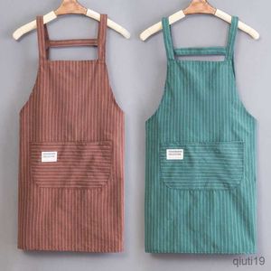 Kitchen Apron Apron household kitchen home and abroad pure cotton women 2023 new red summer thin catering special work clothes kitchen R230710