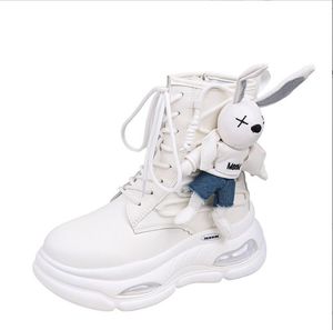 New Women Boots Platform Ankle Boots Fashion Side Zipper Lace-up Shoes Cartoon Animal Decor Casual Shoe Botines 35-40