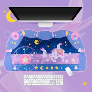 Kawaii Large Gaming Mouse Pad Extra XXL Lila Elephone Söt matta Tangentbord Dator Laptop Spelarbord Tillbehör