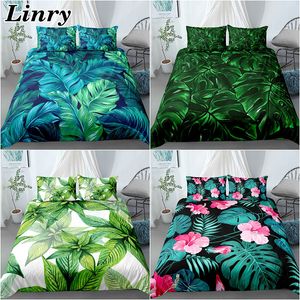 Sängkläder Tropical Leaves Mönster Påslakan Set Täcken King Queen Twin Size Bed Luxury 2 3st Sängkläder Drop 230710