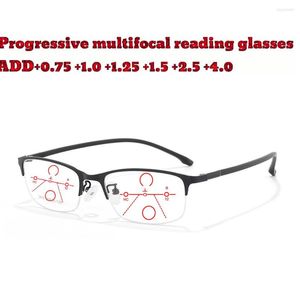 Occhiali da sole Occhiali da lettura multifocali progressivi per uomini d'affari Ultraleggeri di alta qualità 1.0 1.5 1.75 2.0 2.5 3 3.5 4