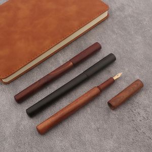 Fountain Pens Luksus 220 Drewno Pen Pure Wooden Spin Style School School Materiały