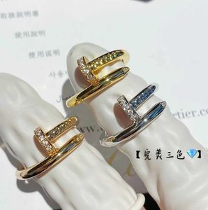 High version Jiao Fei Mei Adopts Carti's Classic High Edition Fashion end Diamond 18K Gold Rose Nail Ring for Women HKFJ
