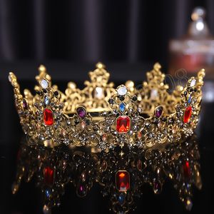 Crystal Tiaras Diadem Geometrik Altın Gelin Kraliyetleri Headdress Rhinestone Düğün Saç Aksesuarları