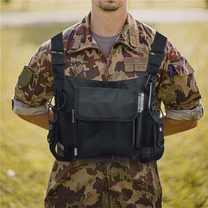 Giacche da caccia Tactical Camouflage Radio Harness Chest Rig Bag Front Pack Pouch Vest Holster Carrier Two Way Walkie Talkies Caza