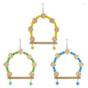 Other Bird Supplies Swing For Cage Parrots Perches Stand Toy Rattan Ball Color Beads Chew Small Birds Parakeets Cockatiels R7UB