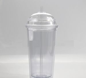 Drintware Tumblers مزدوج بلاستيك 20 أوقية كوب ماء من القش الشفافة للطلاب