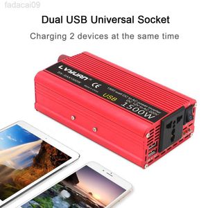 Jump Starter 1500W2000W DC 12V to AC 220V Portable Car Power Inverter Charger Converter Adapter Universal EU Socket Auto accessories HKD230710