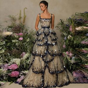Urbana sexiga klänningar Sharon Said Lyx Dubai Kväll 2023 Glittrande paljettnivåer volanger Eleganta kvinnor Bröllopsfest Formella klänningar SS243 230707